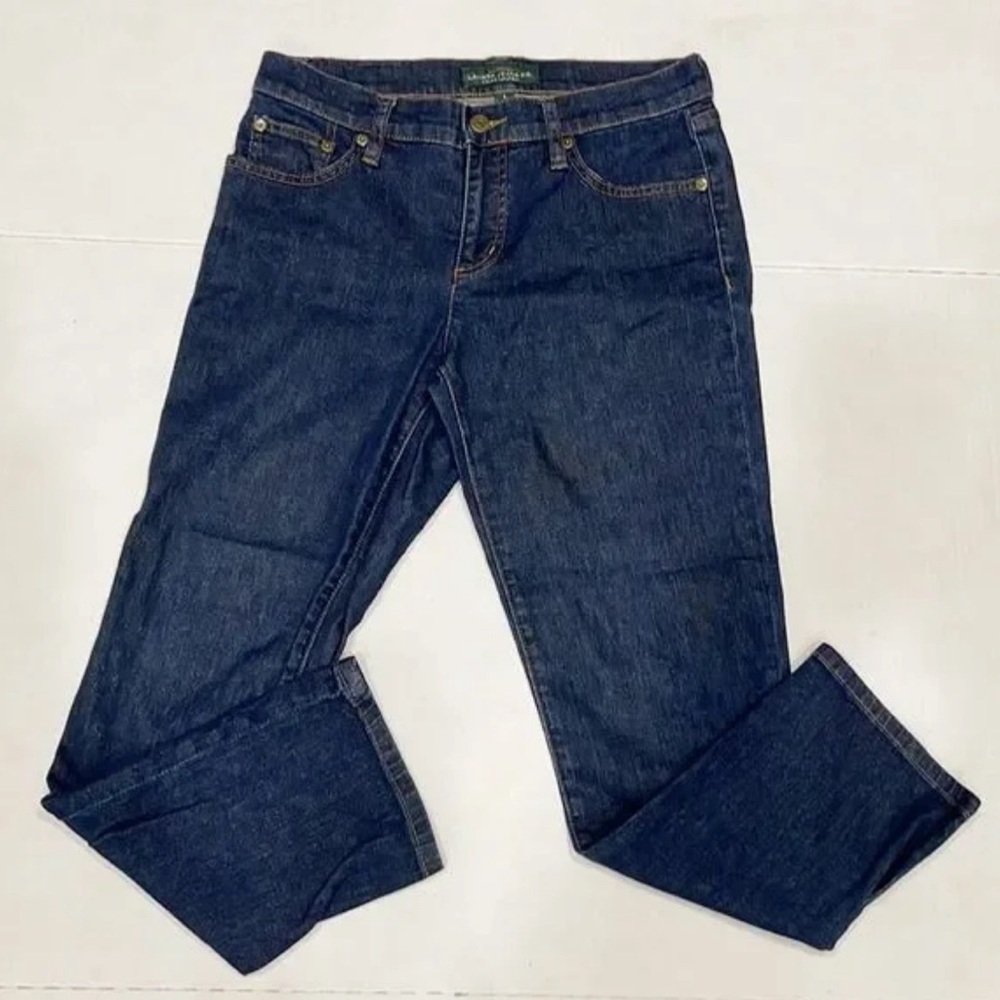 Lauren Ralph Lauren Women Sz 4 Blue Classic Straight Cropped Mid Rise‎ Jeans